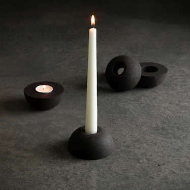 S/2 Black Candle Holders