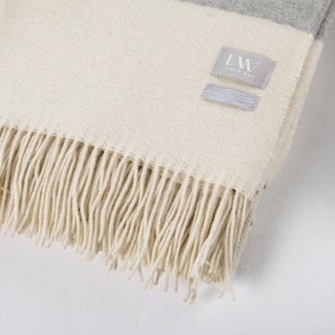 Ivory/Charcoal/Grey Stripe Throw