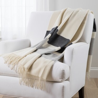 Ivory/Charcoal/Grey Stripe Throw