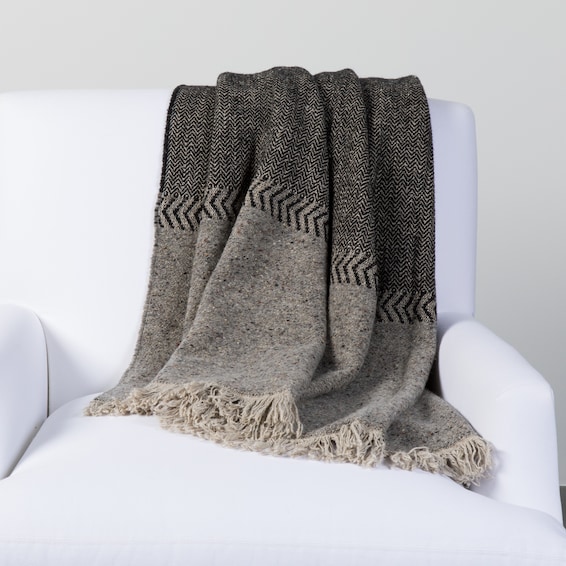 Jules Black Herringbone Throw