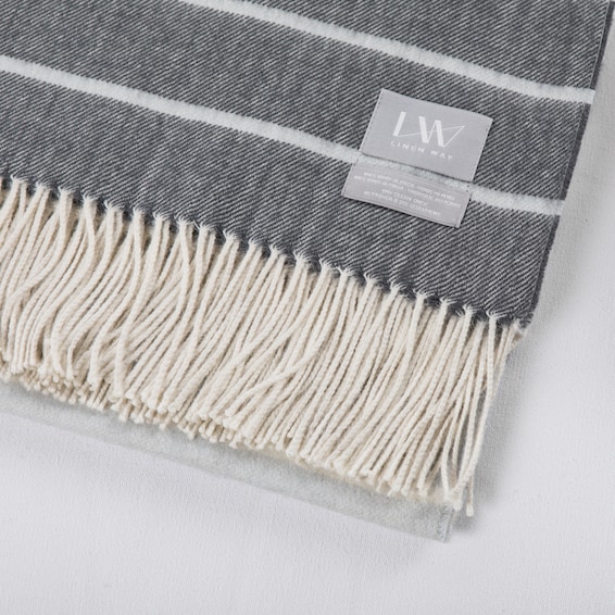 Ivory/Mineral Blue/Midnight Throw