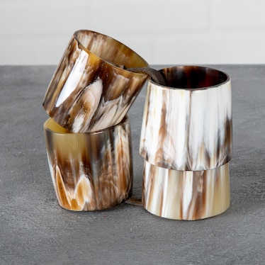 Cow Horn S/4 Light Napkin Rings