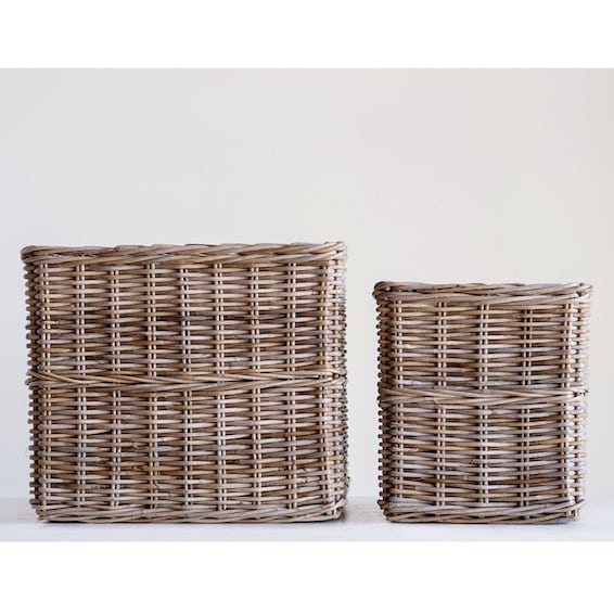 S/2 Natural Rattan Baskets