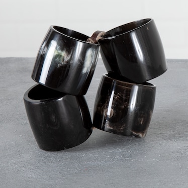 Cow Horn S/4 Dark Napkin Rings