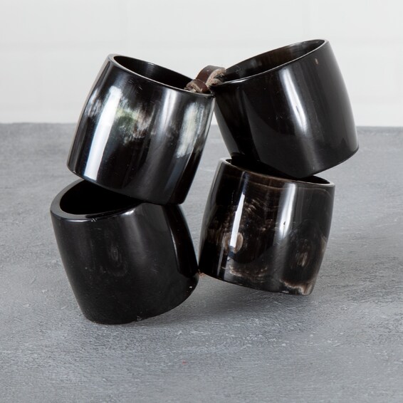Cow Horn S/4 Dark Napkin Rings