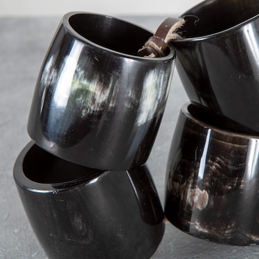 Cow Horn S/4 Dark Napkin Rings