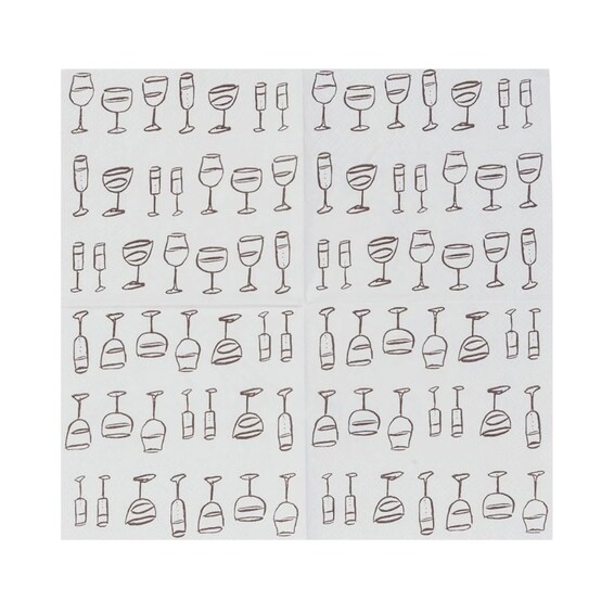 Cocktail Napkins w/ Wine Art