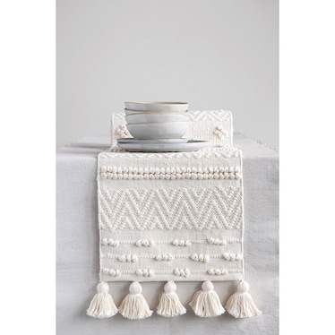 Cream Textured Table Runner