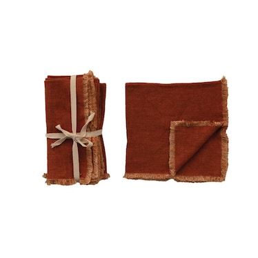 S/4 Rust Fringe Napkins
