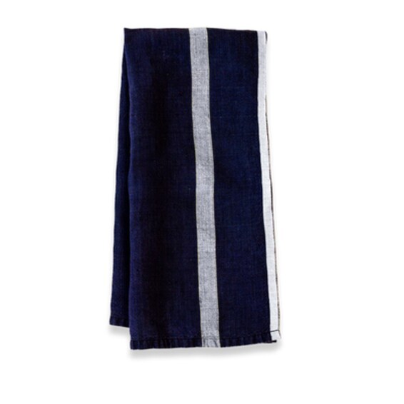 Linen Tea Towel Indigo/White
