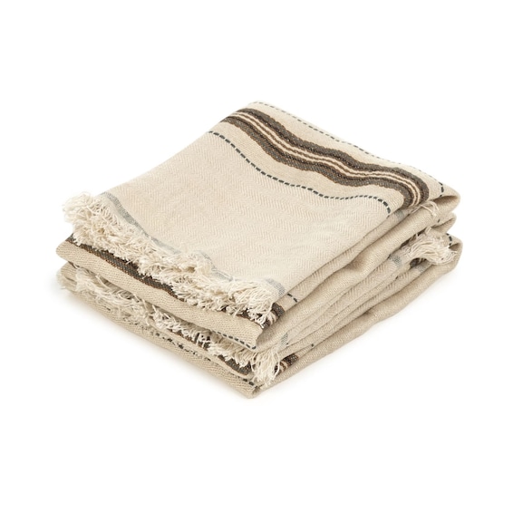 Oyster Stripe Belgian Towel