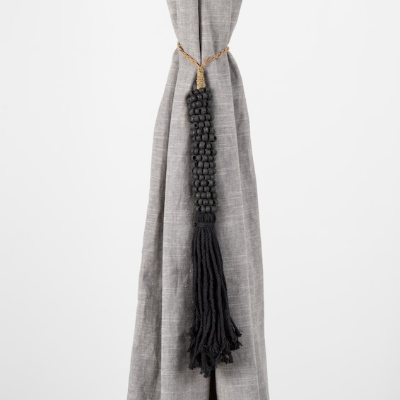 Woven Black Bead Tassel