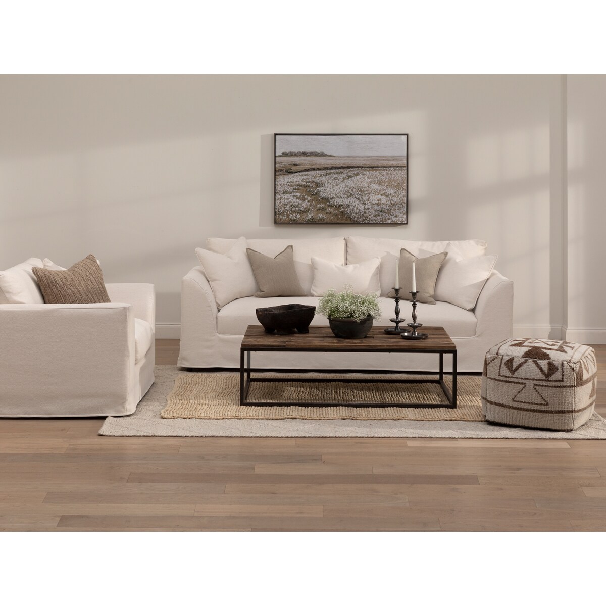 b beige fabric sofa   