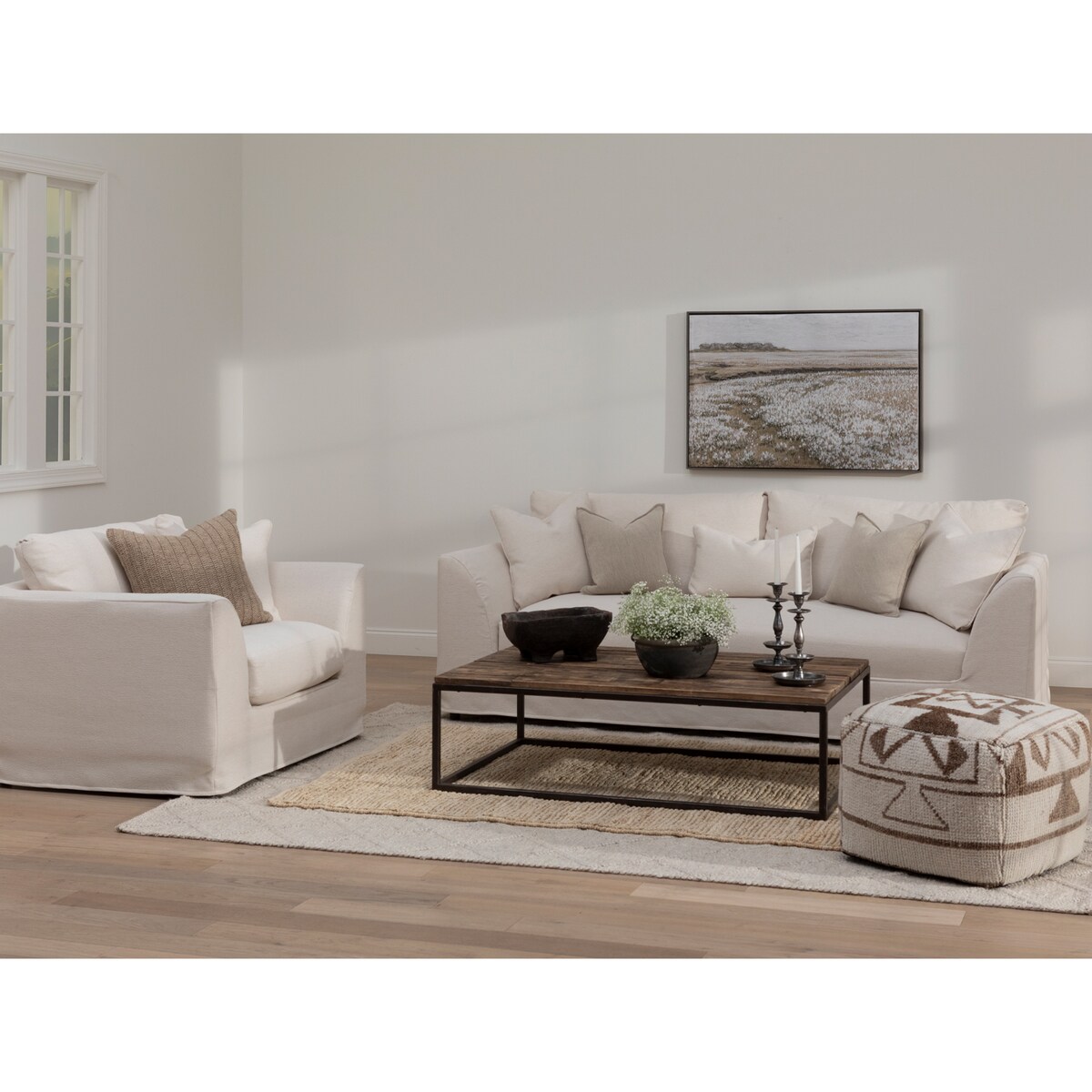 b beige fabric sofa   
