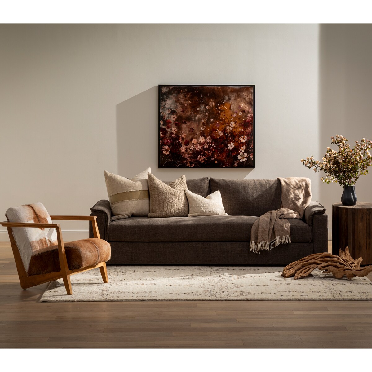 b dark gray fabric sofa   