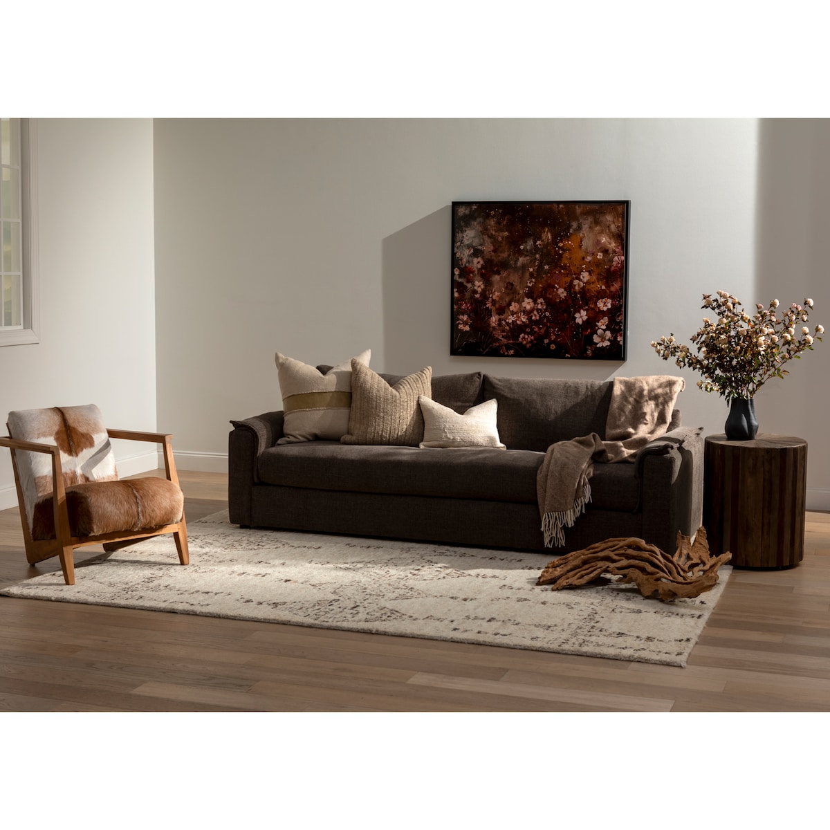 b dark gray fabric sofa   