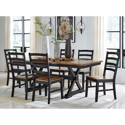 Riverside 7-Pc. Black / Brown Butterfly Extension Dining Set
