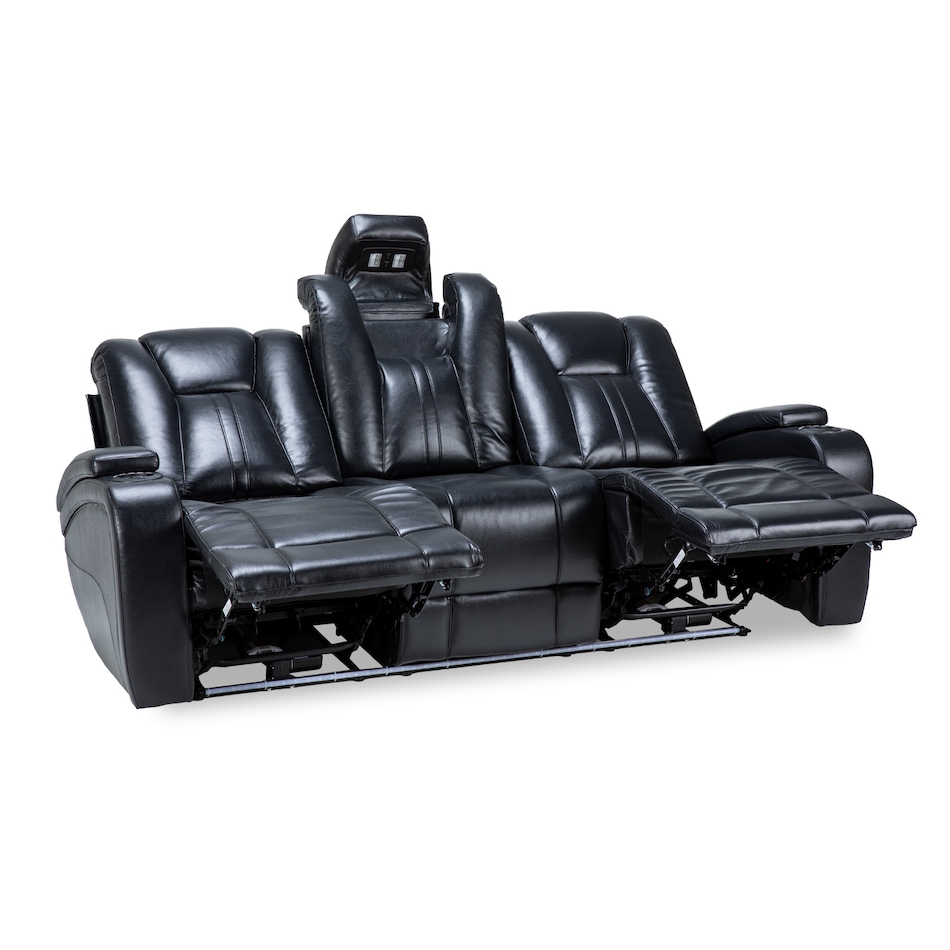 black casual transitional recl sofa   
