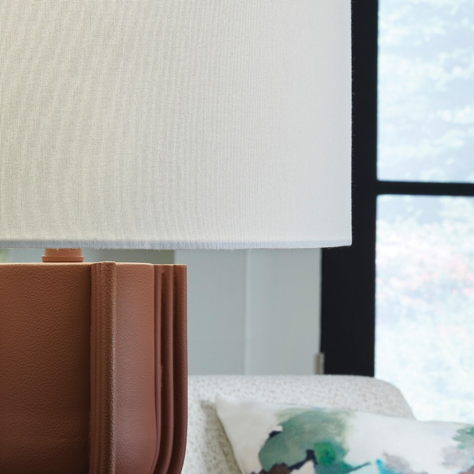 brick red table lamps   