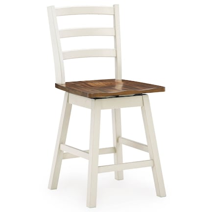 Riverside White / Brown Counter Height Swivel Stool