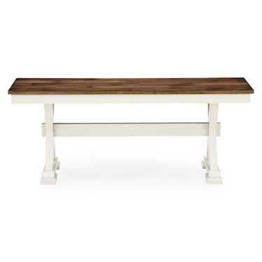 Riverside White / Brown Dining Bench