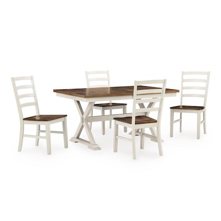 Riverside 5-Pc. White / Brown Butterfly Extension Dining Set