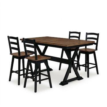Riverside 5-Pc. Black / Brown Butterfly Extension Dining Set