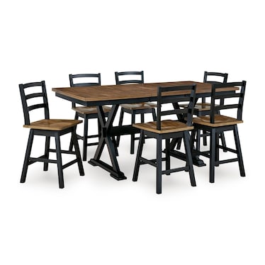 Riverside 7-Pc. Black / Brown Butterfly Extension Dining Set