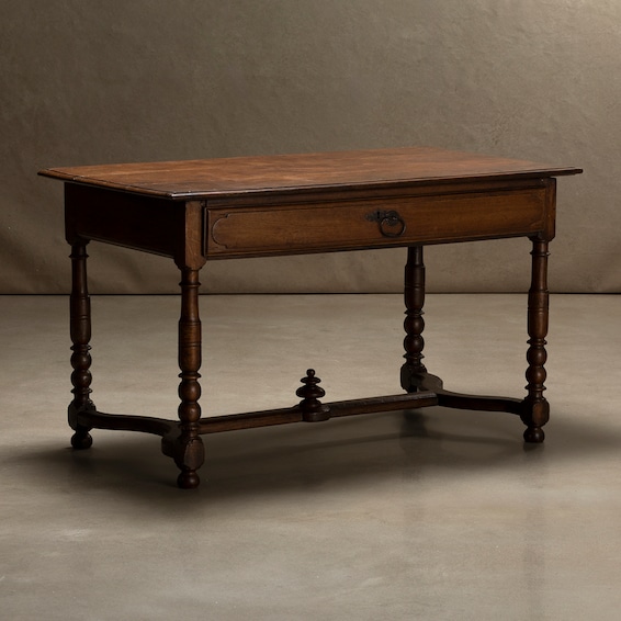 Antique Oak Side Table W/ Single Drawer