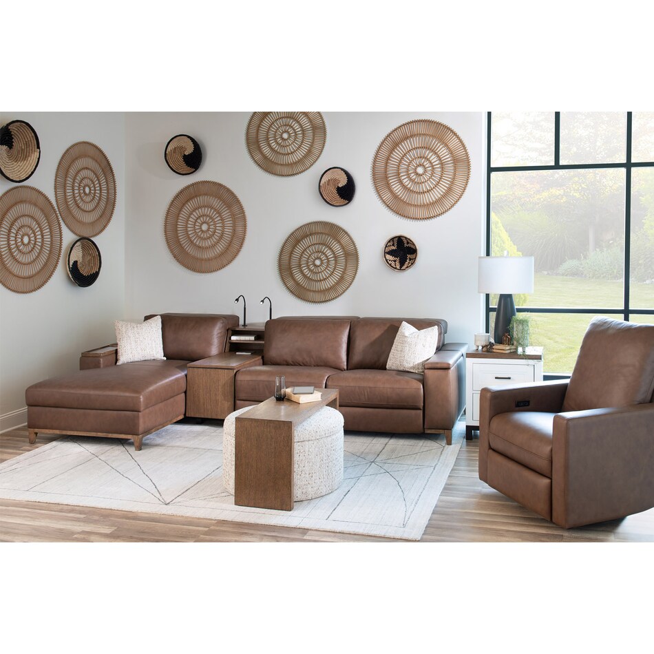 brown leather  seat sectional llup  