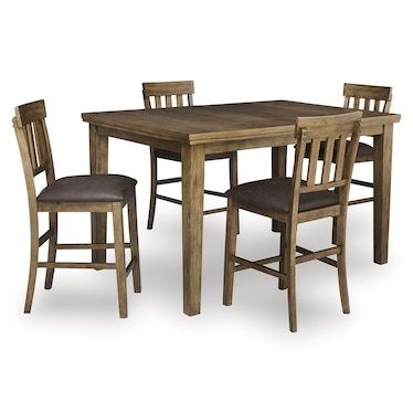 Ralene 5-Piece Light Brown Counter Height Dining Set