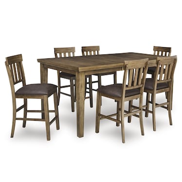 Ralene 7-Piece Light Brown Counter Height Dining Set