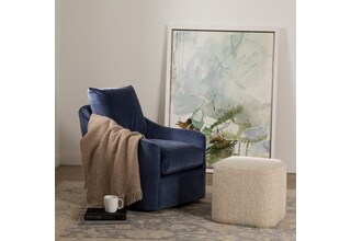 c blue n a chair