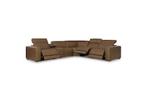 caramel brown sectional w recliner apc  