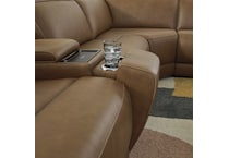 caramel brown sectional w recliner apc  