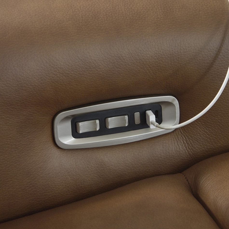 caramel sectional w recliner ap  