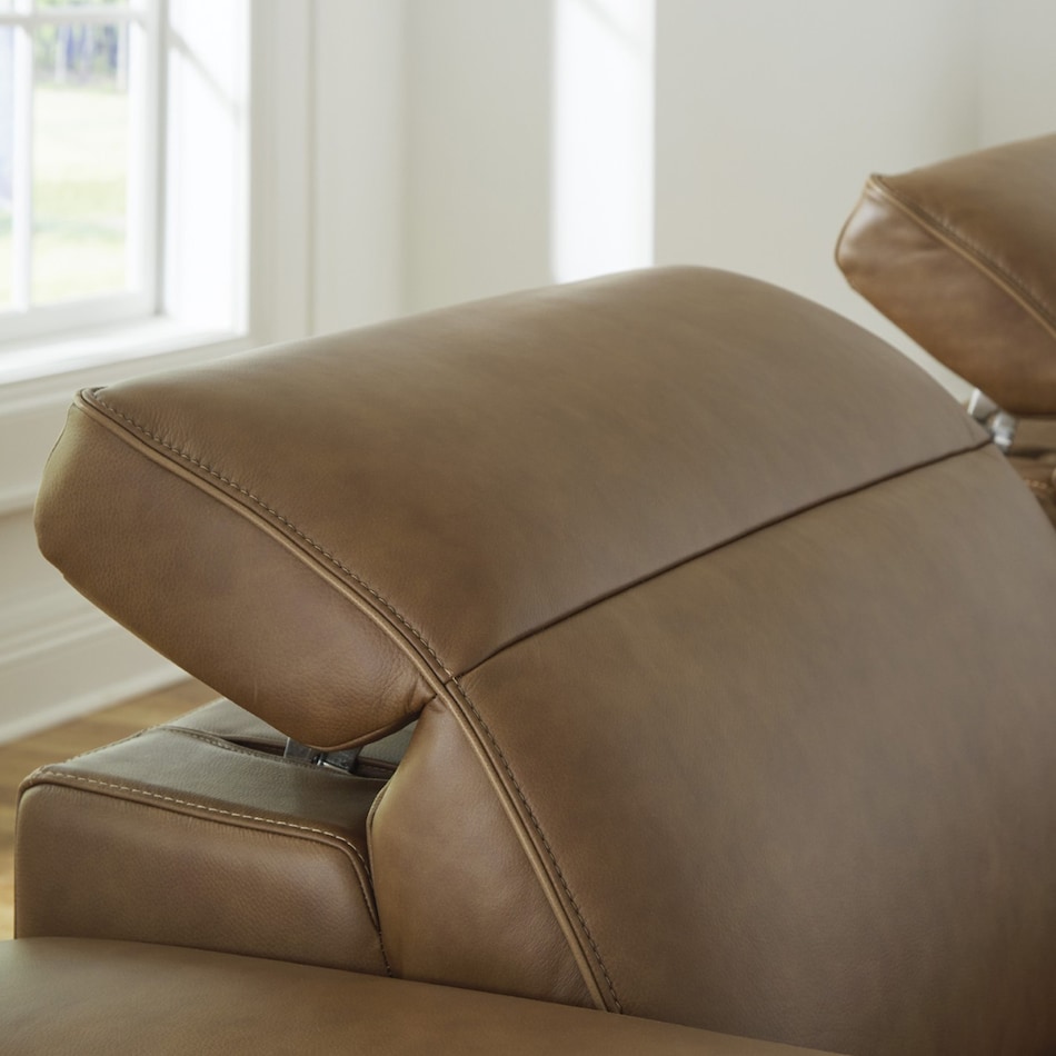 caramel sectional w recliner ap  