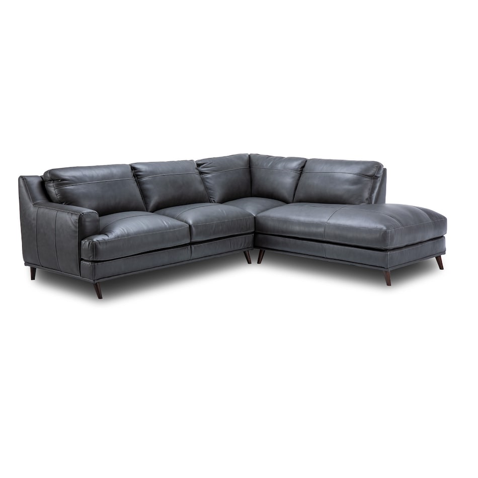 caruso slate leather sectional sse  