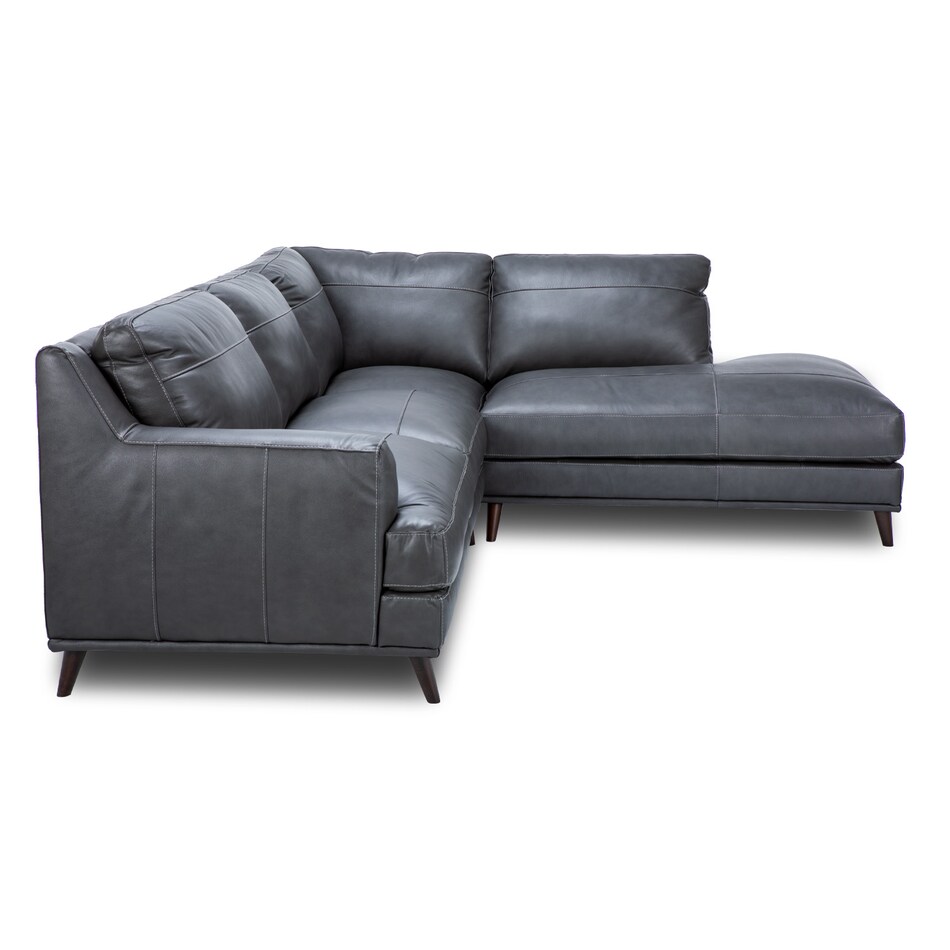 caruso slate leather sectional sse  