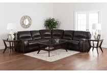 cheerio brown leather sectional vp  