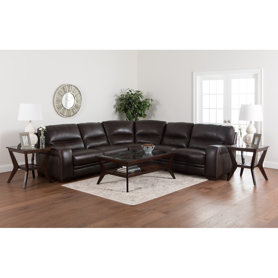 cheerio brown leather sectional vp  