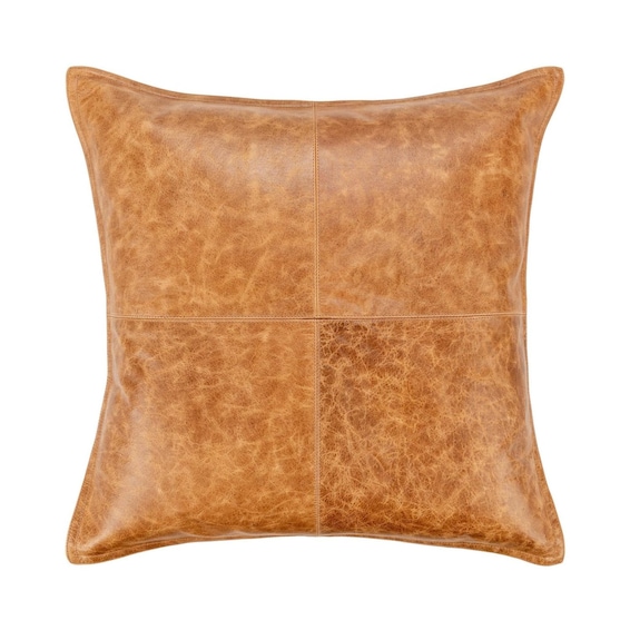 Chestnut 22" x 22" Leather Pillow