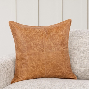 Chestnut 22" x 22" Leather Pillow