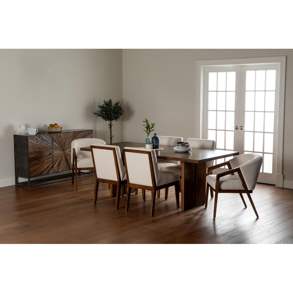 cognac washed q fabric solid wood dining   