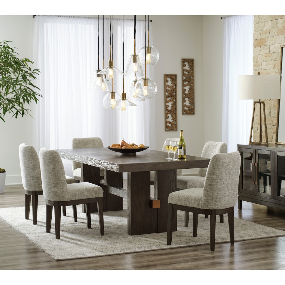 dark brown contemporary formal dining room adp  