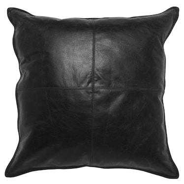 22" x 22" Dexter Onyx Leather Pillow