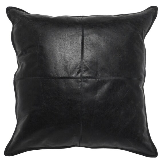 22" x 22" Dexter Onyx Leather Pillow
