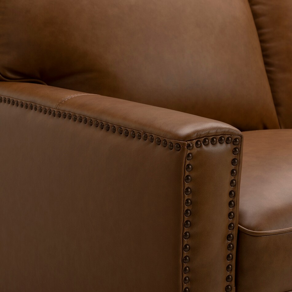 dorn caramel hps   g wood leg leathermatch sofa   