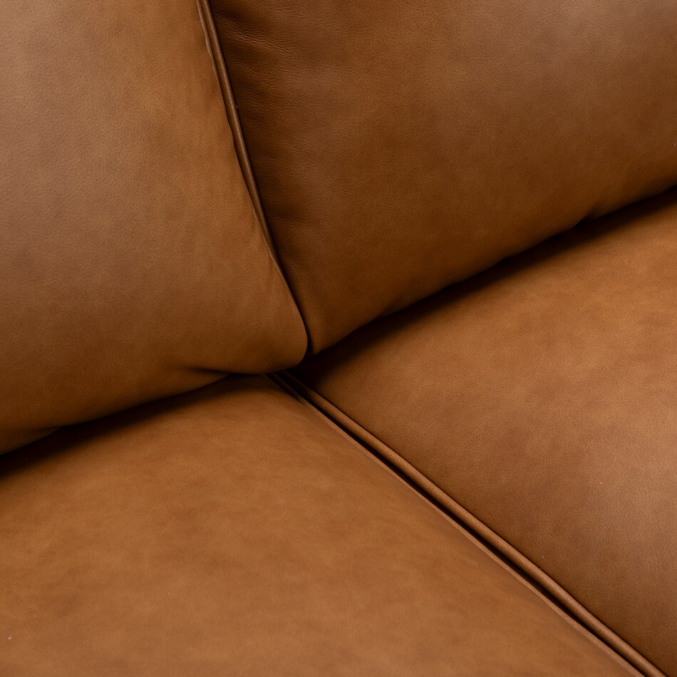 dorn caramel hps   g wood leg leathermatch sofa   