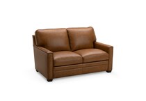dorn caramel hps   g wood leg leathermatch sofa   